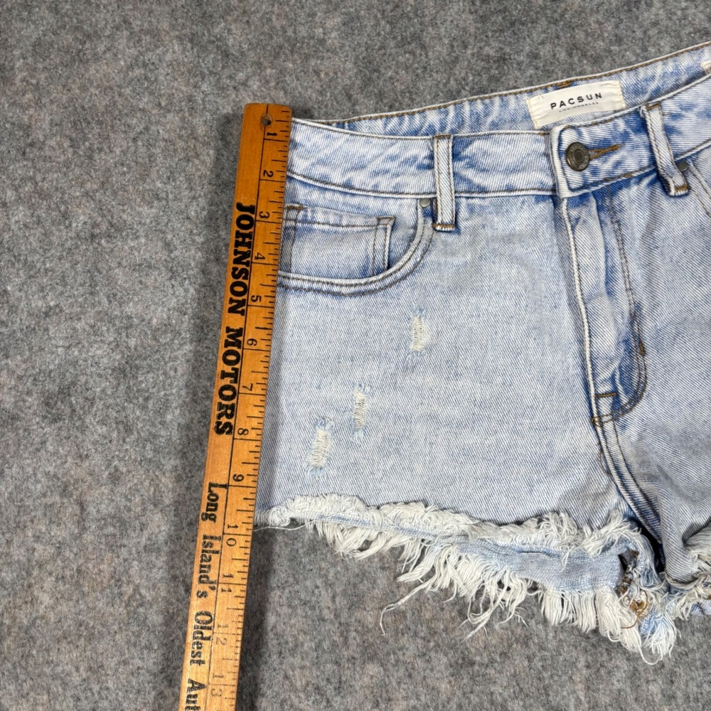 PacSun High Rise Festival Short Womens 26 Light Blue Excellent Distressed Frayed - Picture 7 of 11